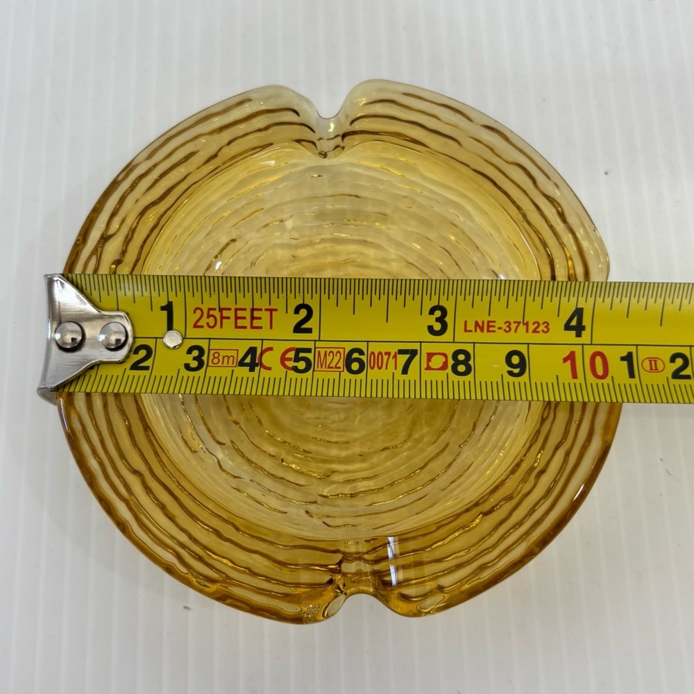 Vintage Anchor Hocking Glass Ashtray Soreno Amber Gold Mid Century 4” - Picture 5 of 5